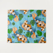 鮮やかなアジアンカープコイフィッシュ池 タペストリー (正面(横))