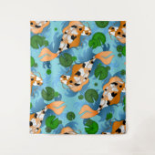 鮮やかなアジアンカープコイフィッシュ池 タペストリー (正面)