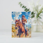 鮮やかなアニメの乗馬が自然の至福を駆ける ポストカード (スタンド正面)