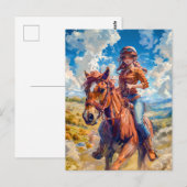 鮮やかなアニメの乗馬が自然の至福を駆ける ポストカード (正面/裏面)