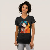 鮮やかなアニメの美少女 Tシャツ (正面フル)