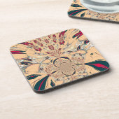鮮やかなアフリカの万花鏡: もも色の喜び コースター (左側)