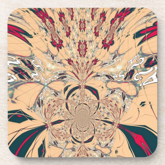 鮮やかなアフリカの万花鏡: もも色の喜び コースター (正面)