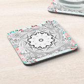 鮮やかなアフリカ文化：ピンクとシアンの融合 コースター (左側)