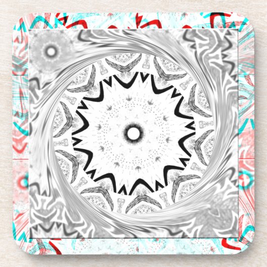 鮮やかなアフリカ文化：ピンクとシアンの融合 コースター (正面)