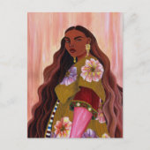 鮮やかなアフロボヘミアンの女性の絵画ボヘミア ポストカード (正面)