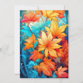 鮮やかなアブストラクト秋の落ち葉デザインの誕生日パーティー 招待状 (裏面)