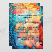 鮮やかなアブストラクト秋の落ち葉デザインの誕生日パーティー 招待状 (正面/裏面)