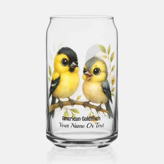 鮮やかなアメリカのゴールドフィンチガラス ガラス缶 (正面)