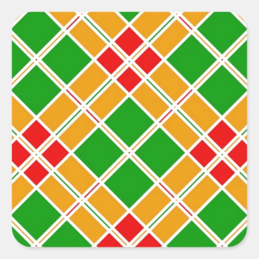 鮮やかなアルギル赤い緑の黄色のパターンアクセサリー スクエアシール (正面)