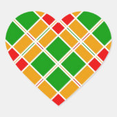 鮮やかなアルギル赤い緑の黄色のパターンアクセサリー ハートシール (正面)