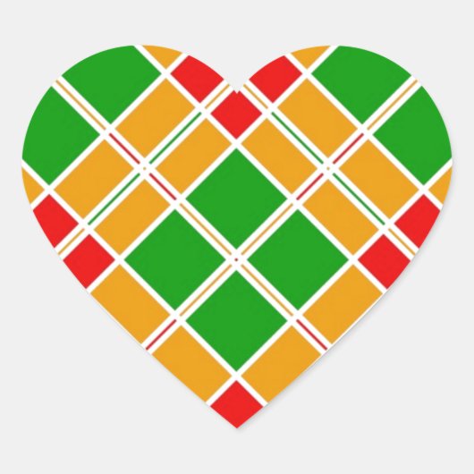 鮮やかなアルギル赤い緑の黄色のパターンアクセサリー ハートシール (正面)