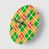 鮮やかなアルギル赤い緑の黄色のパターンアクセサリー ラウンド壁時計 (傾斜)
