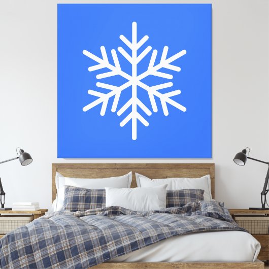 鮮やかなアルパインブルーに白い雪の結晶 キャンバスプリント (インサイチュ (寝室))