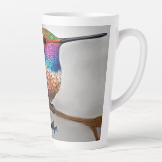 鮮やかなアレンのハチドリの絵 カフェラテマグ (右)