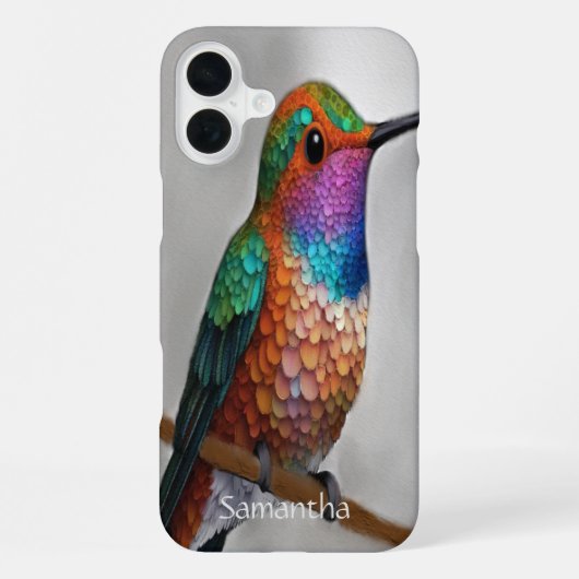 鮮やかなアレンのハチドリの絵 iPhoneケース (裏面)