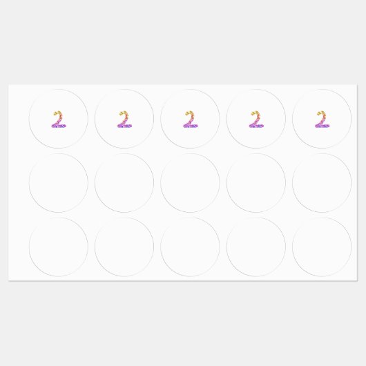 鮮やかなアーティスティックなマーブル模様の数字 2 ラベル (シート)