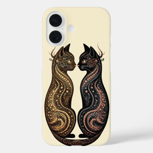 鮮やかなアートデザインの2匹の猫 Case-Mate iPhoneケース (裏面)