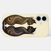 鮮やかなアートデザインの2匹の猫 Case-Mate iPhoneケース (裏面 (横))