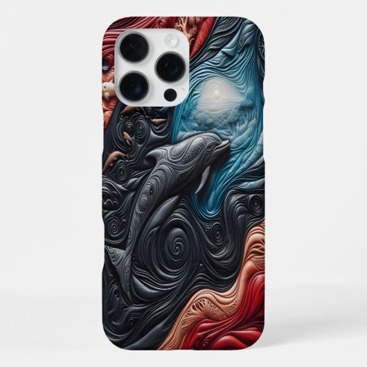 鮮やかなイルカの優雅さ iPhoneケース (裏面)