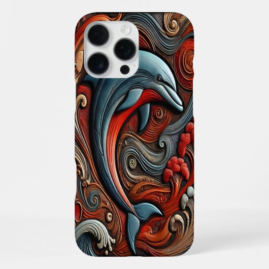 鮮やかなイルカの壁飾り iPhoneケース (裏面)