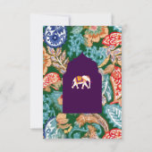 鮮やかなインドの民俗芸術の象のアブガニン色の結婚式 出欠カード (裏面)