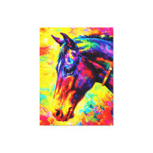 鮮やかなインパストの馬の肖像画 カラフルな野生