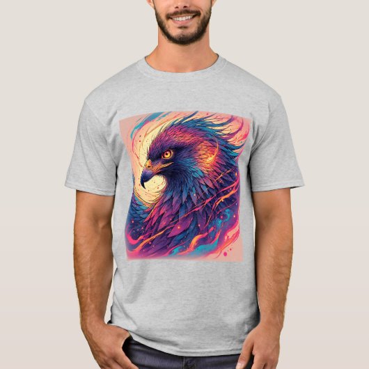 鮮やかなイーグルアート Tシャツ (正面)