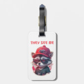 鮮やかなウィンキングのランクーンとグラス ラゲッジタグ (裏面縦)