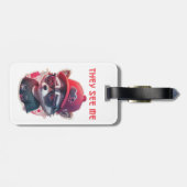 鮮やかなウィンキングのランクーンとグラス ラゲッジタグ (裏面横)