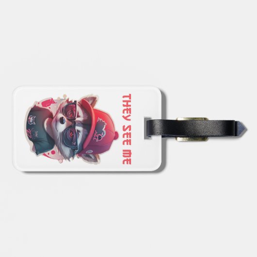 鮮やかなウィンキングのランクーンとグラス ラゲッジタグ (裏面横)