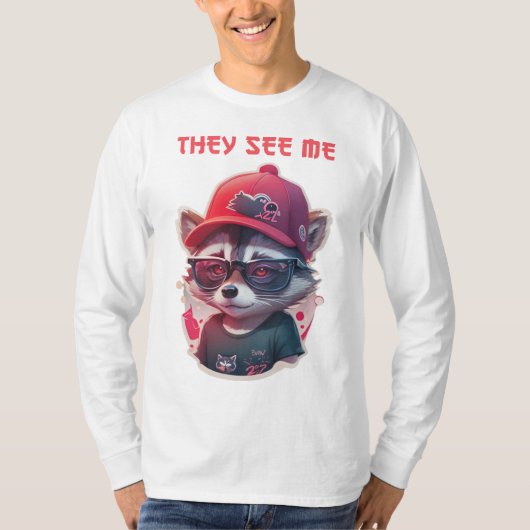 鮮やかなウィンキングのランクーンとグラス Tシャツ (正面)