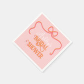 鮮やかなウェーブフレームのボウピンクオレンジ色の結婚式前祝い スタンダードカクテルナプキン (角)