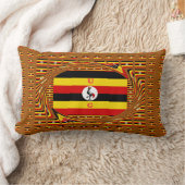 鮮やかなウガンダ国旗に着想を得たアート ランバークッション (ブランケット)