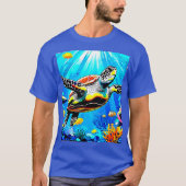 鮮やかなウミガメの夢の世界 Tシャツ (正面)