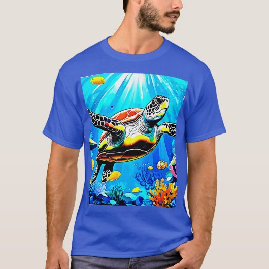 鮮やかなウミガメの夢の世界 Tシャツ (正面)