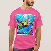 鮮やかなウミガメの夢の世界 Tシャツ (正面)