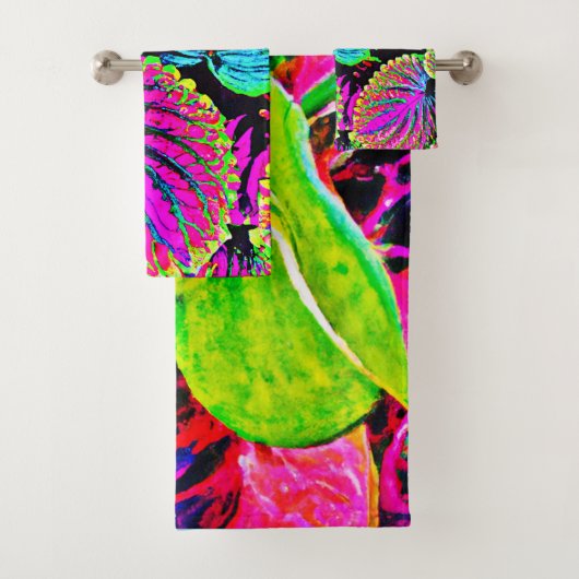 鮮やかなエレガンス葉のパターン バスタオルセット (インサイチュ)