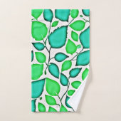 鮮やかなエレガンス葉のパターン バスタオルセット (ハンドタオル)