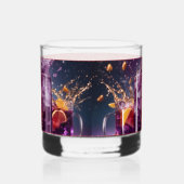 「鮮やかなエレガンス:紫の透明岩ガラス ウイスキーグラス (左)