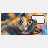 鮮やかなオオカミの夕焼け Samsungケース Samsung Galaxyケース (裏面横)