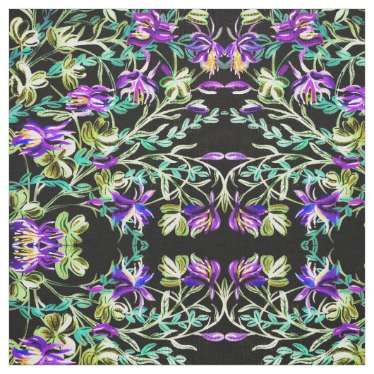 鮮やかなオダマキ（植物） ファブリック (見本)