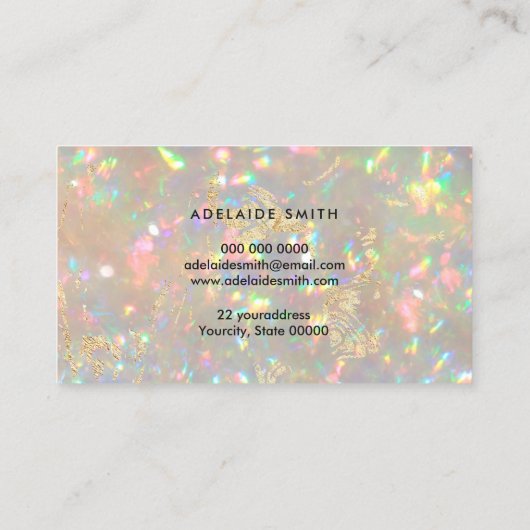鮮やかなオパール石の写真のロゴ 名刺 (裏面)
