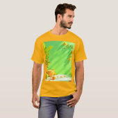 鮮やかなオレンジとグリーンの静物画デザイン Tシャツ (正面フル)