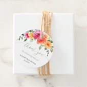 鮮やかなオレンジとピンクの芍薬 ベビーシャワーのギフトタグ フェイバータグ (インサイチュ)