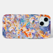 鮮やかなオレンジとブルーの抽象的な花柄iPhoneケース Case-Mate iPhoneケース (裏面 (横))