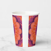 鮮やかなオレンジに紫の花のカラフルな万花鏡 紙コップ (左)