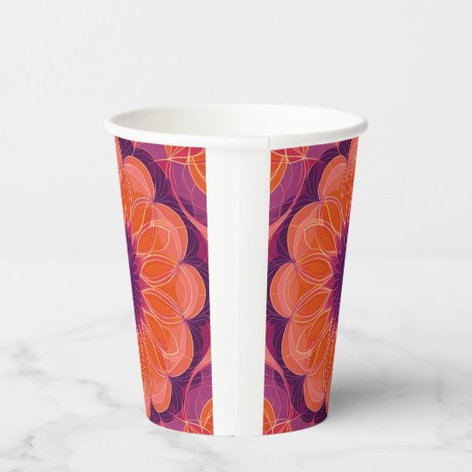 鮮やかなオレンジに紫の花のカラフルな万花鏡 紙コップ (右)