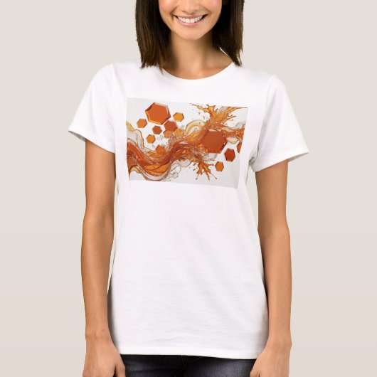 鮮やかなオレンジの抽象芸術デザイン v2 tシャツ (正面)