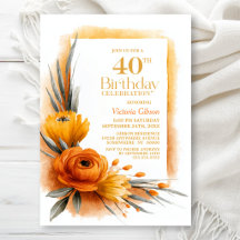 鮮やかなオレンジの花の40歳の誕生日パーティー